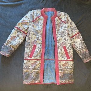 Free People Belario Quilted Reversible Jacket Coat Chambray Denim